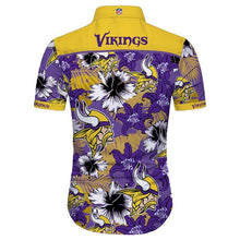 Load image into Gallery viewer, Minnesota Vikings NFL Apparel Men Short sleeves Hawaiian Button Up Shirt Personalized Full Color Full Plus Size Best Gift Printed Logo Team