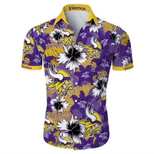Load image into Gallery viewer, Minnesota Vikings NFL Apparel Men Short sleeves Hawaiian Button Up Shirt Personalized Full Color Full Plus Size Best Gift Printed Logo Team