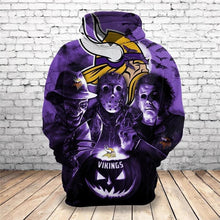 Load image into Gallery viewer, Minnesota Vikings NFL Apparel Unisex 3D Polyester Horror Halloween Hoodie Sweatshirt Personalized Full Color Full Plus Size Best Gift Printed Logo Team