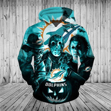 Load image into Gallery viewer, Miami Dolphins NFL Apparel Unisex 3D Polyester Horror Halloween Hoodie Sweatshirt Personalized Full Color Full Plus Size Best Gift Printed Logo Team