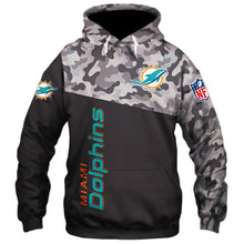 Load image into Gallery viewer, Miami Dolphins NFL Apparel Unisex 3D Polyester Military Hoodie Sweatshirt Personalized Full Color Full Plus Size Best Gift Printed Logo Team