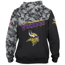 Load image into Gallery viewer, Minnesota Vikings NFL Apparel Unisex 3D Polyester Military Hoodie Sweatshirt Personalized Full Color Full Plus Size Best Gift Printed Logo Team