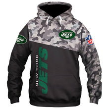 Load image into Gallery viewer, New York Jets NFL Apparel Unisex 3D Polyester Military Hoodie Sweatshirt Personalized Full Color Full Plus Size Best Gift Printed Logo Team