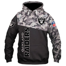 Load image into Gallery viewer, Oakland Raiders NFL Apparel Unisex 3D Polyester Military Hoodie Sweatshirt Personalized Full Color Full Plus Size Best Gift Printed Logo Team