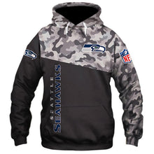 Load image into Gallery viewer, Seattle Seahawks NFL Apparel Unisex 3D Polyester Military Hoodie Sweatshirt Personalized Full Color Full Plus Size Best Gift Printed Logo Team