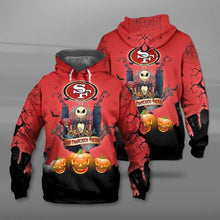 Load image into Gallery viewer, San Francisco 49ers NFL Apparel Unisex 3D Polyester Jack Skellington Halloween Hoodie Sweatshirt Personalized Full Color Full Plus Size Best Gift Printed Logo Team