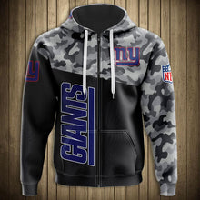 Load image into Gallery viewer, New York Giants NFL Apparel Unisex 3D Polyester Military Zipper Hoodie Sweatshirt Personalized Full Color Full Plus Size Best Gift Printed Logo Team
