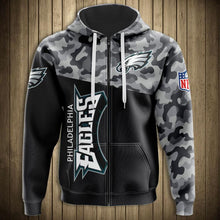 Load image into Gallery viewer, Philadelphia Eagles NFL Apparel Unisex 3D Polyester Military Zipper Hoodie Sweatshirt Personalized Full Color Full Plus Size Best Gift Printed Logo Team