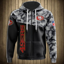 Load image into Gallery viewer, San Francisco 49ers NFL Apparel Unisex 3D Polyester Military Zipper Hoodie Sweatshirt Personalized Full Color Full Plus Size Best Gift Printed Logo Team