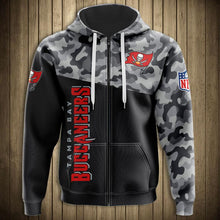 Load image into Gallery viewer, Tampa Bay Buccaneer NFL Apparel Unisex 3D Polyester Military Zipper Hoodie Sweatshirt Personalized Full Color Full Plus Size Best Gift Printed Logo Team