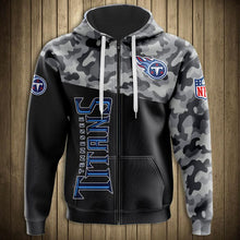 Load image into Gallery viewer, Tennessee Titans NFL Apparel Unisex 3D Polyester Military Zipper Hoodie Sweatshirt Personalized Full Color Full Plus Size Best Gift Printed Logo Team