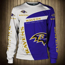 Load image into Gallery viewer, Baltimore Ravens NFL Apparel Men Polyester Crewneck Sweatshirt 3D Long Sleeve Personalized Full Color Full Plus Size Best Gift Printed Logo Team