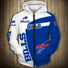 Load image into Gallery viewer, Buffalo Bills NFL Apparel Men Zipper 3D Hoodies Custom Personalized Full Color Full Plus Size Best Gift Printed Logo Team