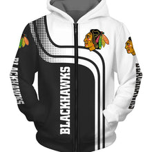 Load image into Gallery viewer, Chicago Blackhawks NHL Apparel Men Zipper 3D Hoodies Custom Personalized Full Color Full Plus Size Best Gift Printed Logo Team