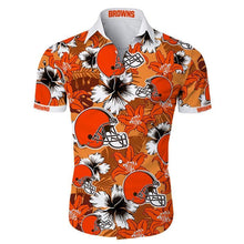 Load image into Gallery viewer, Cleveland Browns Apparel Men Short sleeves Hawaiian Shirt Tropical Personalized Full Color Full Plus Size Best Gift Printed Logo Team