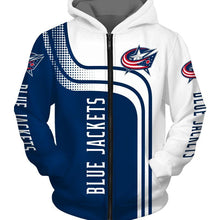 Load image into Gallery viewer, Columbus Blue NHL Apparel Men Zipper 3D Hoodies Custom Personalized Full Color Full Plus Size Best Gift Printed Logo Team