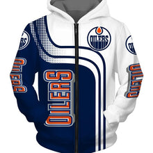 Load image into Gallery viewer, Edmonton Oilers NHL Unisex 3D Long Sleeve Zipper Hoodie Personalized Full Color Full Plus Size Best Gift Printed Logo Team