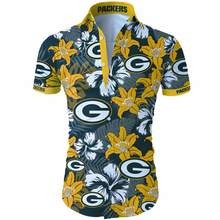 Load image into Gallery viewer, Green Bay Packers NFL Apparel Men Short sleeves Hawaiian Button Up Shirt Personalized Full Color Full Plus Size Best Gift Printed Logo Team