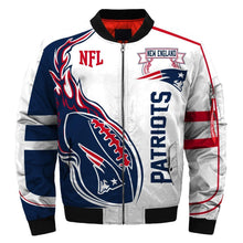 Load image into Gallery viewer, New England Patriots NFL Apparel Men Zipper Bomber Jacket White/Navy Full Plus Size Best Gift Printed Logo Team