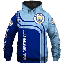 Load image into Gallery viewer, Manchester City 3D Unisex Polyester Blend Zipper/Pullover 3D Hoodies Long Sleeve Blue Full Plus Size Best Gift Printed Logo Team