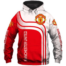 Load image into Gallery viewer, Manchester United 3D Unisex Polyester Blend Zipper/Pullover 3D Hoodies Long Sleeve Red White Full Plus Size Best Gift Printed Logo Team