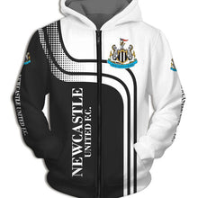 Load image into Gallery viewer, Newcastle United Apparel Unisex Long Sleeve Zipper 3D Hoodies With Hooded Black/White Full Plus Size Best Gift Printed Logo Team