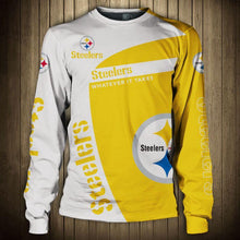 Load image into Gallery viewer, Pittsburgh Steelers Apparel Unisex Long Sleeve Cozy 3D Sweatshirt White/Yellow Full Plus Size Best Gift Printed Logo Team