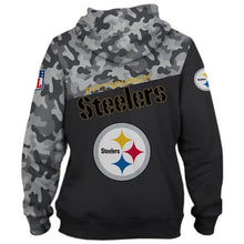 Load image into Gallery viewer, Pittsburgh Steelers NFL Apparel Unisex 3D Polyester Military Hoodie Sweatshirt Personalized Full Color Full Plus Size Best Gift Printed Logo Team