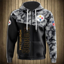 Load image into Gallery viewer, Pittsburgh Steelers NFL Apparel Unisex 3D Polyester Military Hoodie Sweatshirt Personalized Full Color Full Plus Size Best Gift Printed Logo Team
