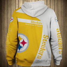 Load image into Gallery viewer, Pittsburgh Steelers NFL Apparel Men 3D Polyester Pullover Hoodie Sweatshirt Personalized Full Color Full Plus Size Best Gift Printed Logo Team