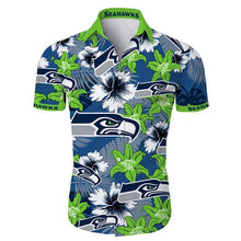 Load image into Gallery viewer, Seattle Seahawks NFL Apparel Men Short sleeves Hawaiian Button Up Shirt Personalized Full Color Full Plus Size Best Gift Printed Logo Team