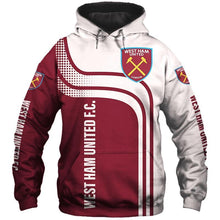 Load image into Gallery viewer, West Ham United Apparel Men Cozy Full-zip Hoodies Red/White Full Plus Size Best Gift Printed Logo Team