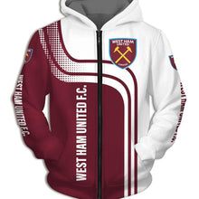 Load image into Gallery viewer, West Ham United Apparel Men Cozy Full-zip Hoodies Red/White Full Plus Size Best Gift Printed Logo Team