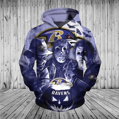 Baltimore Ravens NFL Apparel Men Polyester 3D Hoodies Custom Personalized Full Color Full Plus Size Best Gift Printed Logo Team