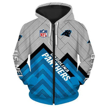 Load image into Gallery viewer, Carolina Panthers NFL Apparel Men Zipper 3D Hoodies Custom Personalized Full Color Full Plus Size Best Gift Printed Logo Team