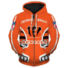 Load image into Gallery viewer, Cincinnati Bengals NFL Apparel Men Zipper 3D Hoodies Custom Personalized Full Color Full Plus Size Best Gift Printed Logo Team