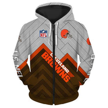 Load image into Gallery viewer, Cleverland Browns NFL Apparel Men Polyester 3D Hoodies Custom Personalized Full Color Full Plus Size Best Gift Printed Logo Team