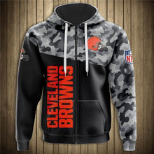 Load image into Gallery viewer, Cleverland Browns NFL Apparel Men Polyester Military 3D Hoodies Custom Personalized Full Color Full Plus Size Best Gift Printed Logo Team
