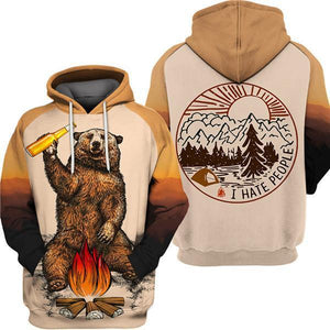 Bear Beer Bonfire Apparel Men Polyester 3D Hoodies Custom Personalized Full Color Full Plus Size Best Gift Printed Logo Team