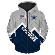 Load image into Gallery viewer, Dallas Cowboys NFL Apparel Men Zipper 3D Hoodies Custom Personalized Full Color Full Plus Size Best Gift Printed Logo Team