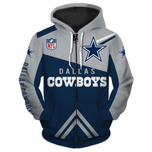 Load image into Gallery viewer, Dallas Cowboys NFL Apparel Men Zipper 3D Hoodies Custom Personalized Full Color Full Plus Size Best Gift Printed Logo Team