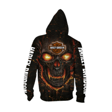 Load image into Gallery viewer, Harley Davidson Unisex Polyester Blend 3D Skull Hoodies Long Sleeve Personalized Full Color Full Plus Size Best Gift Printed Logo Team