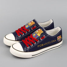 Load image into Gallery viewer, FC Barcelona Apparel Unisex Breathable Canvas Shoes Black/Blue Full Plus Size Best Gift Printed Logo Team