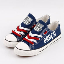 Load image into Gallery viewer, FC Barcelona Apparel Unisex Breathable Canvas Shoes Black/Blue Full Plus Size Best Gift Printed Logo Team