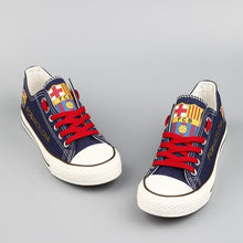 Load image into Gallery viewer, FC Barcelona Apparel Unisex Breathable Canvas Shoes Black/Blue Full Plus Size Best Gift Printed Logo Team