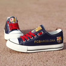 Load image into Gallery viewer, FC Barcelona Apparel Unisex Breathable Canvas Shoes Black/Blue Full Plus Size Best Gift Printed Logo Team