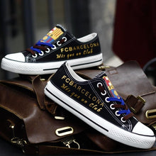Load image into Gallery viewer, FC Barcelona Apparel Unisex Breathable Canvas Shoes Black/Blue Full Plus Size Best Gift Printed Logo Team