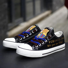 Load image into Gallery viewer, FC Barcelona Apparel Unisex Breathable Canvas Shoes Black/Blue Full Plus Size Best Gift Printed Logo Team