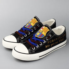 Load image into Gallery viewer, FC Barcelona Apparel Unisex Breathable Canvas Shoes Black/Blue Full Plus Size Best Gift Printed Logo Team