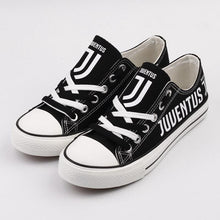 Load image into Gallery viewer, Juventus Apparel Unisex Breathable Canvas Shoes Black/White Full Plus Size Best Gift Printed Logo Team
